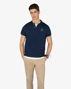 Мужская короткая футболка поло с крупным принтом Harper & Neyer, темно-синий