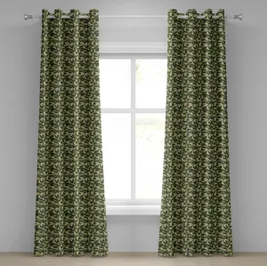 Шторы-люверсы ABAKUHAUS Camo, абстрактный камуфляж в лесных тонах, шевронный узор Джунгли, декоративные двухпанельные шторы, 280 см x 260 см, светло-зеленый, темно-зеленый Abakuhaus