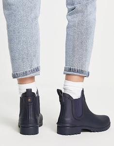 Ботинки женские Barbour резиновые с логотипом, темно-синий