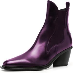 Женские ботильоны FOWT с круглым носком, на низком толстом каблуке, короткие, на резинке, повседневная уличная обувь, размеры 4-16 US, Purple