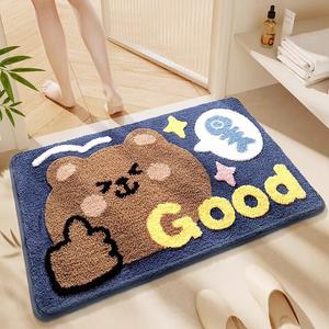 Dajiang Ковер 50x80 см для ванной, ворсовый, с рисунком Yuanqi Bear, не линяет