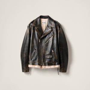 Косуха из наппы MIU MIU, горчичный/черный