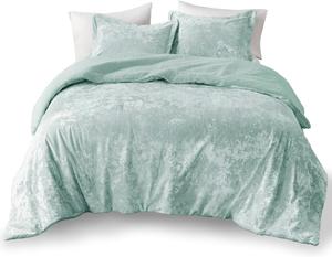 Generic Комплект постельного белья из велюра и шерпы с наполнителем альтернатива пуху, цвет аква Aqua Full/