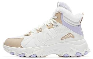 Кроссовки женские высокие белый/фиолетовый Qiaodan