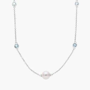 Ожерелье из пресноводного культивированного жемчуга с голубым топазом в стерлинговом серебре - 37 дюймов (8,5 мм) Blue Nile