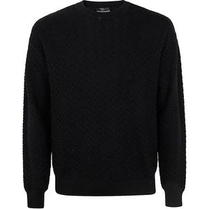 Свитер с дроп-плечом и 3D-вязкой EMPORIO ARMANI, черный