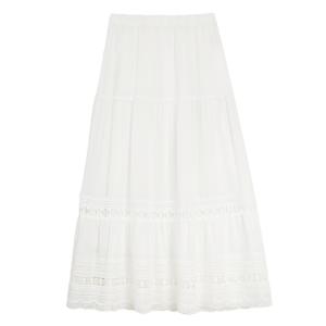ELLE Повседневная длинная юбка женская белая тонкая миди юбка A-line