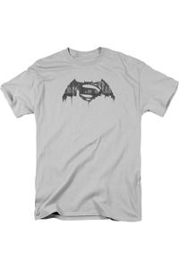 Футболка с коротким рукавом и логотипом Batman V Superman Cityscape для взрослых Gildan, серебряный