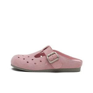 MASOOMAKE Женские кожаные розовые тапочки закрытые с вырезом, цвет Leather Pink