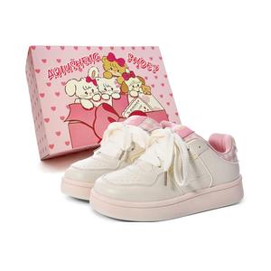 Низкие женские скейтерские кеды AQIUSHENG, бежевый/розовый