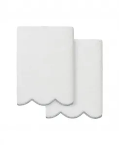 Набор из двух хлопковых полотенец для рук Adornia Scallop, 40 см x 76 см Linum Home, белый/серый