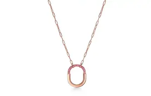 TIFFANY & CO. Замок 18K розовое золото с сапфиром ожерелье женское розовое золото