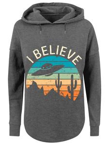 Толстовка свободного кроя с надписью I Believe UFO Alien Sunset в цвете уголь F4NT4STIC