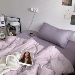 Muji Комплект постельного белья из 4 предметов (простыня, пододеяльник 180х220 см), цвет Deep Purple Light Purple