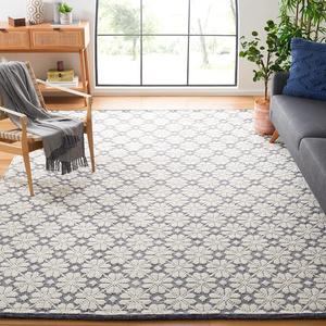 Ковер SAFAVIEH, 275 x 366 см, Vermont Collection, Ivory & Navy, ручной работы из шерсти, идеален для помещений с высокой проходимостью в гостиной, спальне (VRM303N)