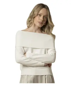 Стильный свитер с открытыми плечами Kocca, белый