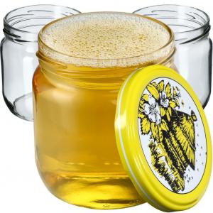 KADAX Банки для консервирования с крышками "Салла", банки для варенья, банки для консервирования, 425 мл, улей, 24 шт. в упаковке