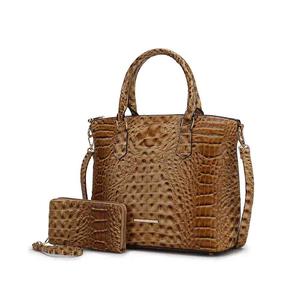 Женская сумка-тоут Liora с кошельком, сумка-кошелек из веганской кожи с тиснением под крокодила MKF Collection By Mia K., серо-коричневый