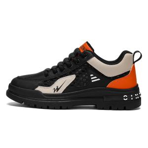 Binary Низкие повседневные туфли мужские, черно-оранжевые