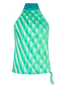 Шелковый топ с графичным принтом Roberto Cavalli, зеленый