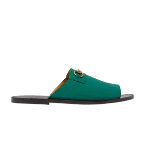 Сандалии Gucci Gucci Horsebit Flat Slide 'Green', зеленый
