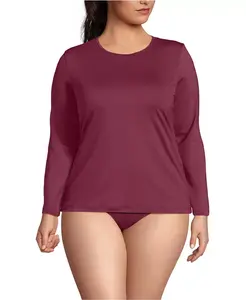 Женский рашгард больших размеров SunShade UPF 50 с длинным рукавом и свободным кроем Lands' End, красный