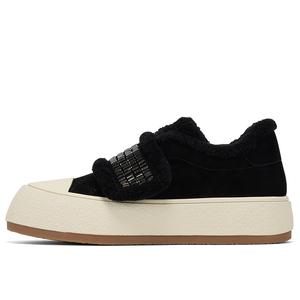 GG-CC Теплые противоскользящие и износостойкие женские скейтерские кеды низкие - черные, цвет Black