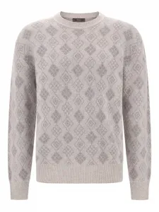 Жаккардовый свитер с круглым вырезом Boggi Milano, серый