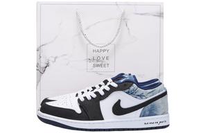 Air 1 Противоскользящие Износостойкие Низкие Винтажные Баскетбольные Кроссовки Мужские Синие Белые Jordan