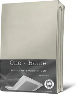 Простыня на резинке с пружинным матрасом, натуральная, 140x200 - 160x220 см, плотный трикотажный хлопок One-Home