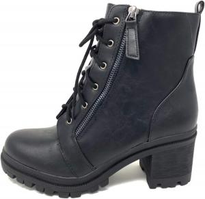 Женские ботильоны Soda Indiana из искусственной кожи с шнуровкой и высокими массивными каблуками, Black Pu