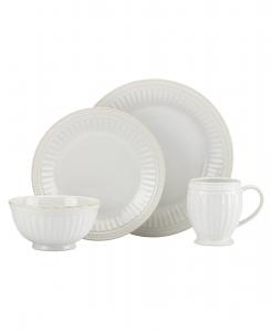 Набор посуды French Perle Groove из 4 предметов Lenox, белый