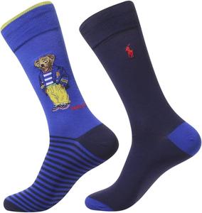 Polo Ralph Lauren мужские носки с медведем и мартини, 2 пары, Royal/Bermuda Bear