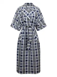 Клетчатое двубортное пальто Baum Und Pferdgarten, синий