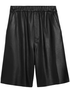 Кожаные шорты AMI Paris, черный