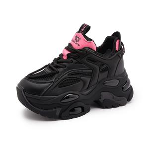 Milan Love Song Высокие Увеличение Роста Износостойкие Противоскользящие Низкие Массивные Кроссовки 8 см Женские, Черный