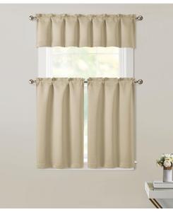 Комплект из 3 штор для затемнения комнаты: шторы на карнизе, ламбрекен и занавеска для кухни в стиле кафе Kate Aurora, Beige