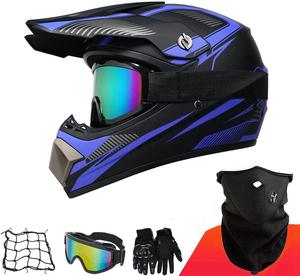 Шлем Abahuhu с комплектом для мотокросса, черный / синий