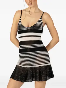 Полосатое платье Lea в технике кроше Paramidonna, черный