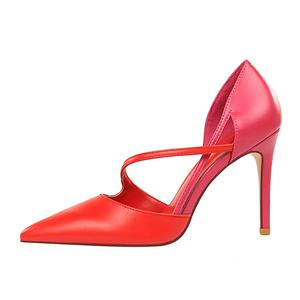 Женские туфли на тонком каблуке и высоком каблуке QITUMAUL, Red[Heel Height 9.5Cm]