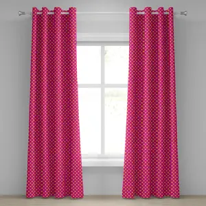 Шторы на люверсах ABAKUHAUS в стиле ретро, в горошек, с винтажной текстурой, классический, красивый, женственный, ностальгический дизайн, декоративные двухпанельные шторы, 280 см x 225 см, розово-желтые Abakuhaus