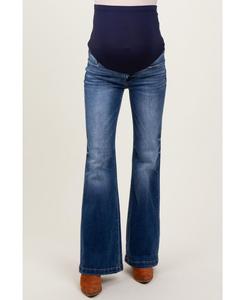 Джинсы-клеш темно-синего цвета для беременных Pinkblush, Navy blue