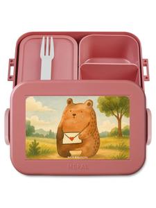 Mr. & Mrs. Panda Дизайн бенто-бокса с изображением медведя без надписи, пастельно-красного цвета