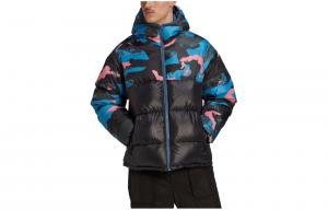 Пуховик мужской черный/розовый/темно-синий Adidas Originals, черный/розовый/темно-синий