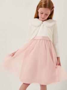 Детский кардиган с пушистым съемным воротником Monsoon, Ivory