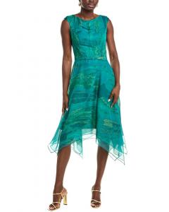 Шифоновое платье миди с платочным воротником Rene Ruiz, зеленый