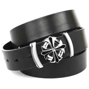 Кожаный ремень Anthoni Crown с модной застежкой, черный