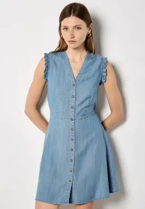 Джинсовое платье с оборками и пуговицами Apricot, Blue