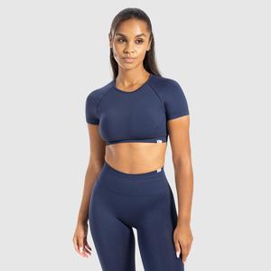 SMILODOX Женская укороченная рубашка Soheli темно-синего цвета