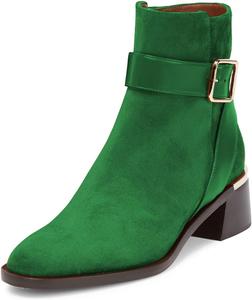 Женские ботильоны YDN с круглым носком, платформой, на невысоком квадратном каблуке, с пряжкой и боковой молнией, стильная обувь для улицы, размер 4-15 US, Green